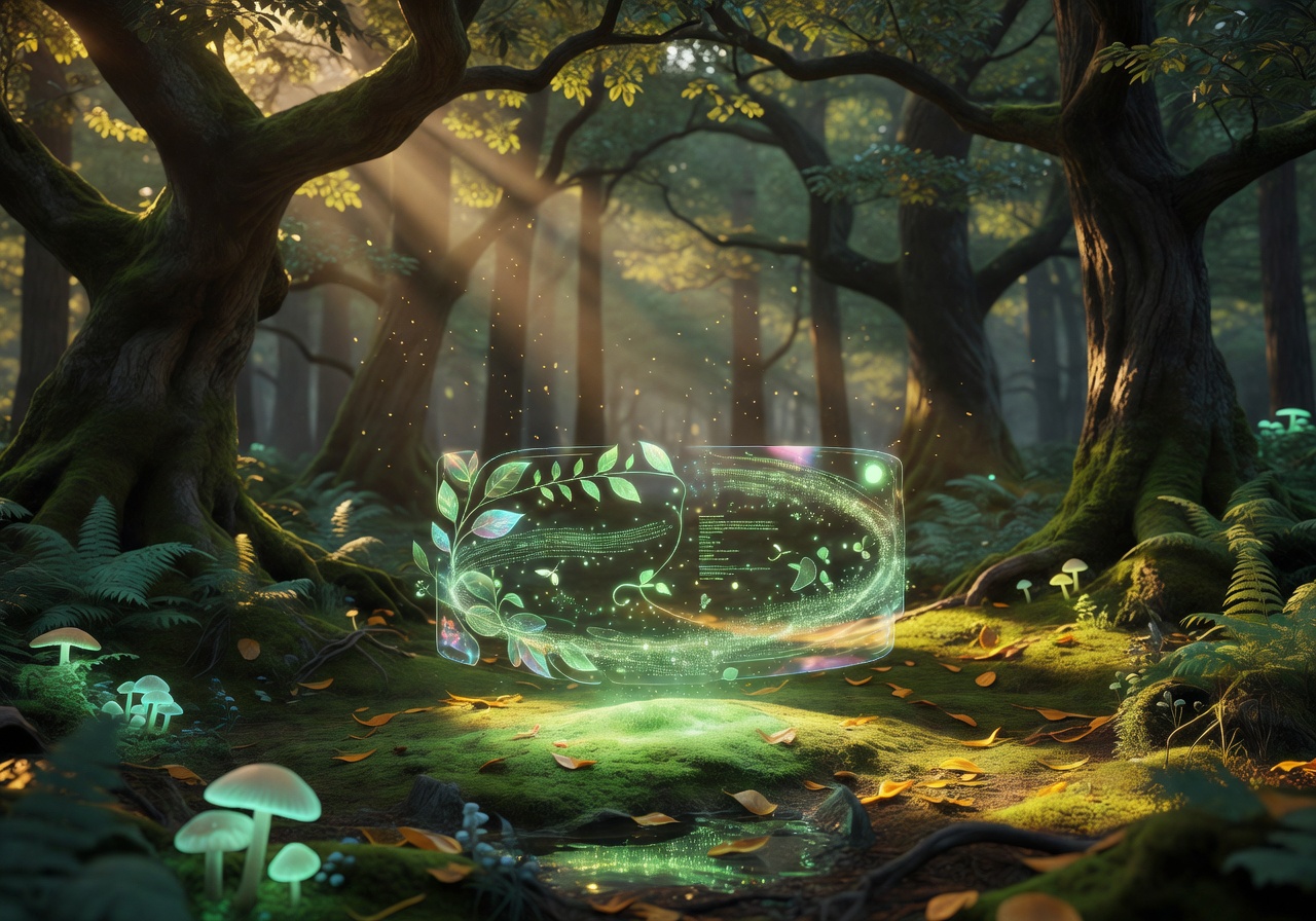 Mystical Forest Sunlight illuminating the nature gaming concept